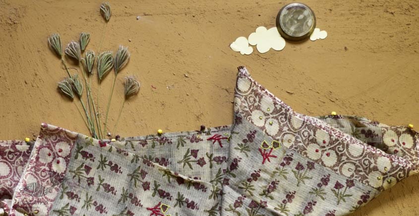 shop block printed kota cotton embroidered dupatta 
