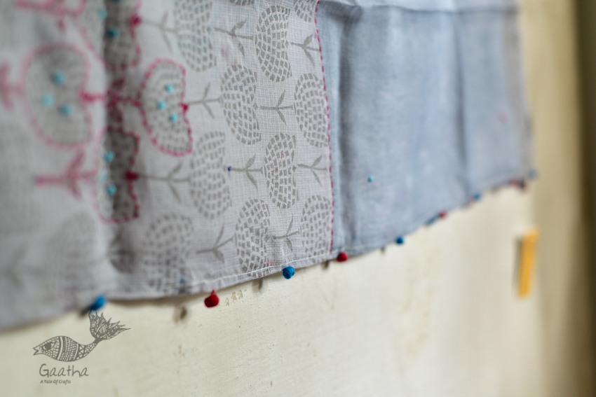 shop block printed kota cotton embroidered dupatta 