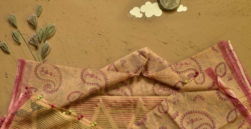 shop block printed kota cotton embroidered dupatta 