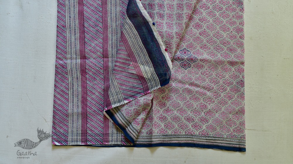 shop online Block printed Kota Doria Cotton Embroidered Saree