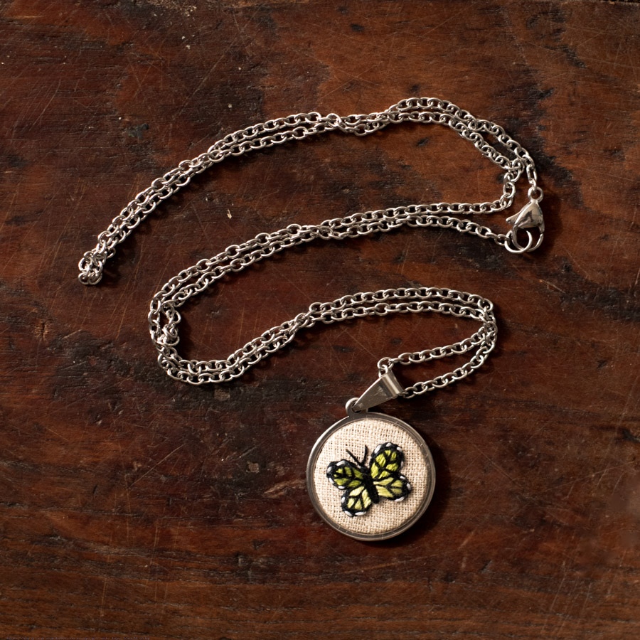 shop Hand Embroidered Jewelry - Butterfly Necklace