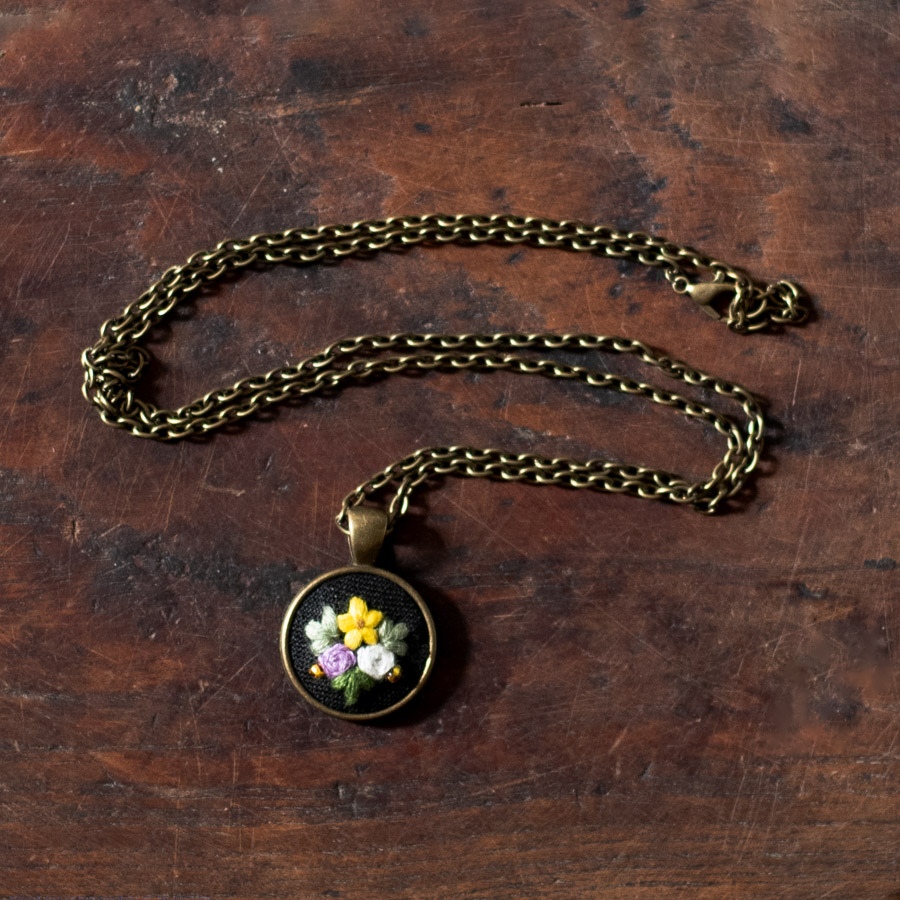 shop Hand Embroidered Jewelry - Bead & Flower Necklace 
