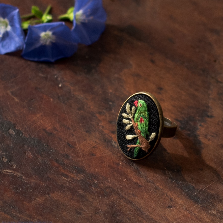 shop Hand Embroidered Jewelry - Parrot Ring
