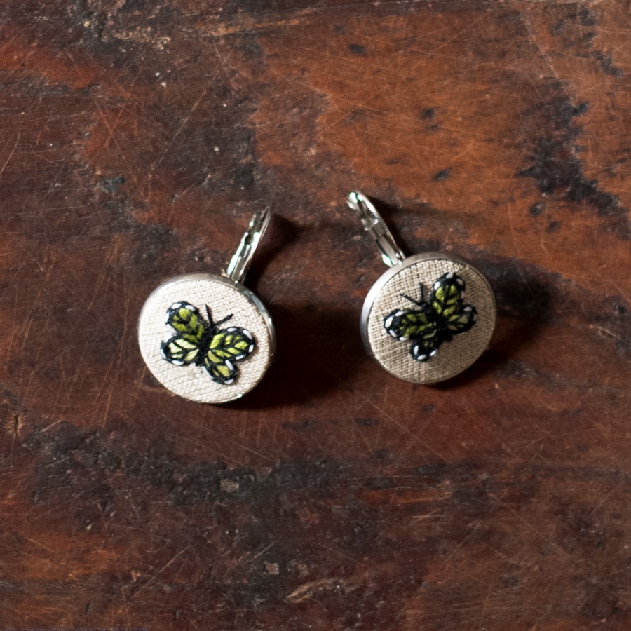 shop Hand Embroidered Jewelry - Butterfly Earring