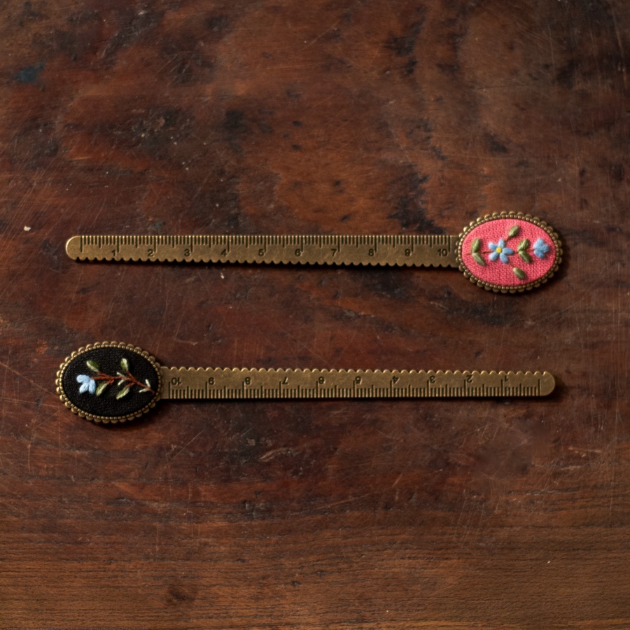 shop Hand Embroidered Floral scale bookmark (Two Color Options Black / Pink)