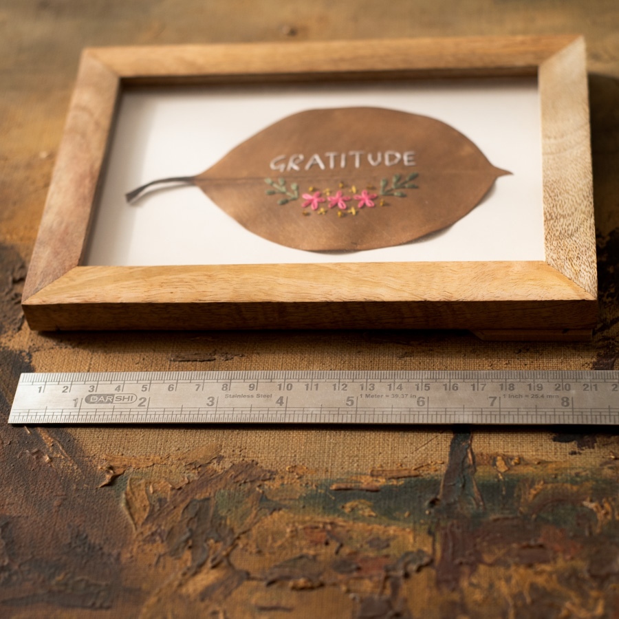 shop Hand Embroidered Gratitude leaf frame 
