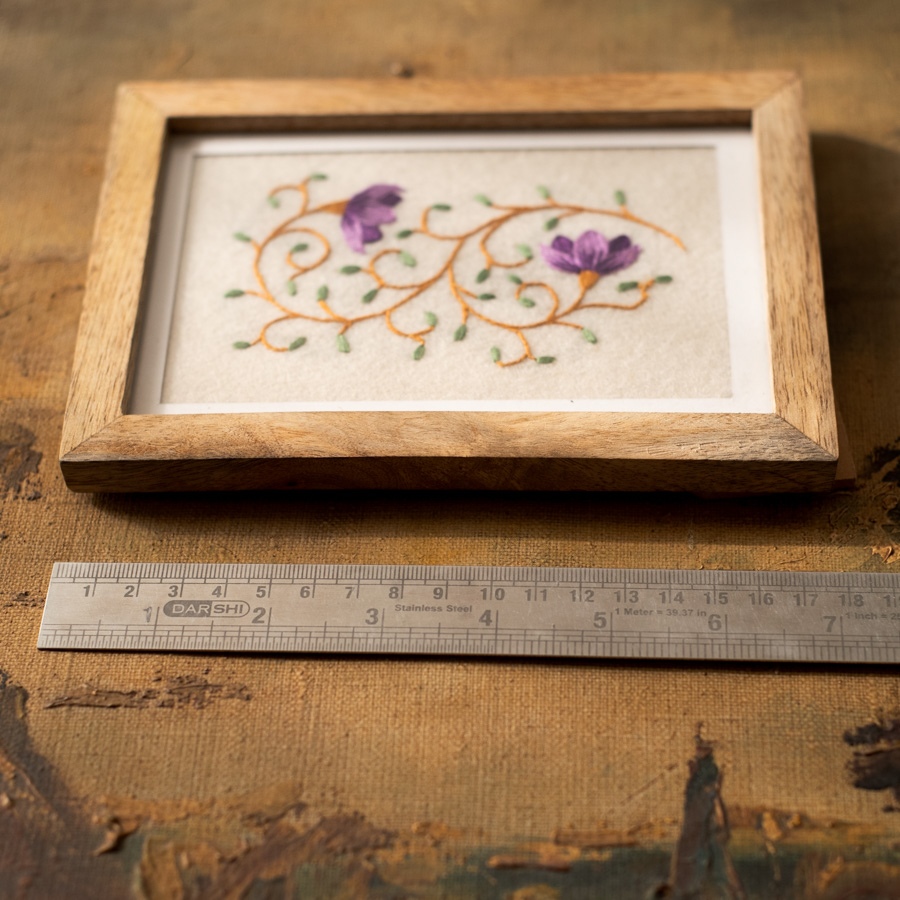 shop Hand Embroidered Frame - Lilac floral flow on felt