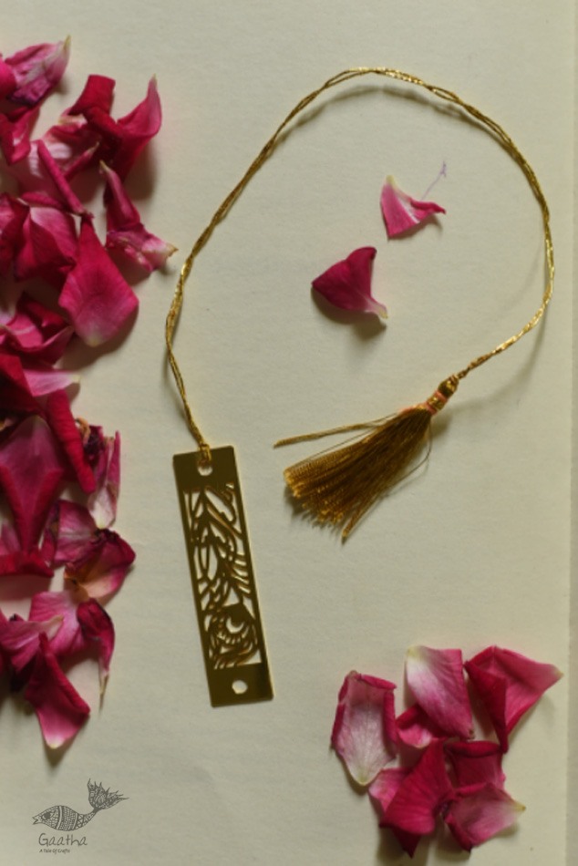 shop gold plated bookmark - Peacock Feather