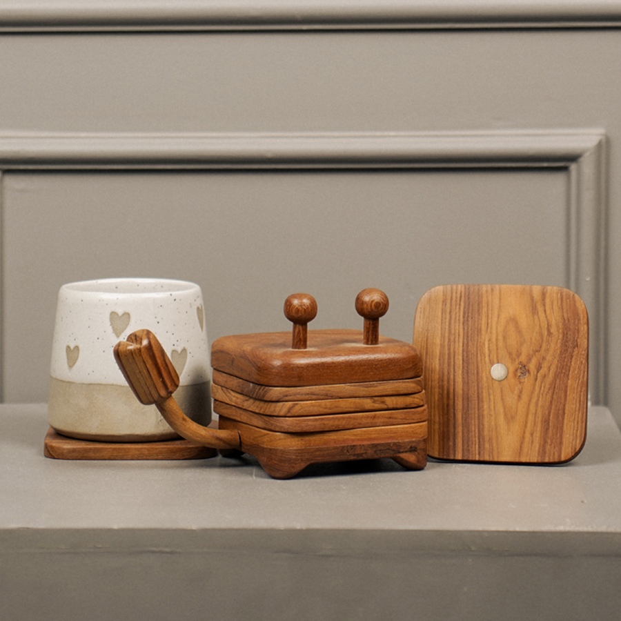 Online Handmade Wooden Coaster set - Crab