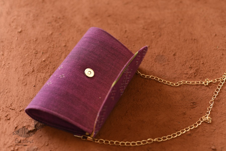 shop handwoven cotton tangaliya purse Purple