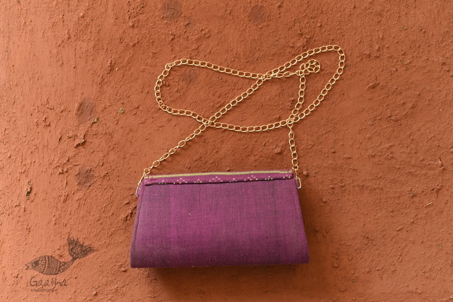 shop handwoven cotton tangaliya purse Purple