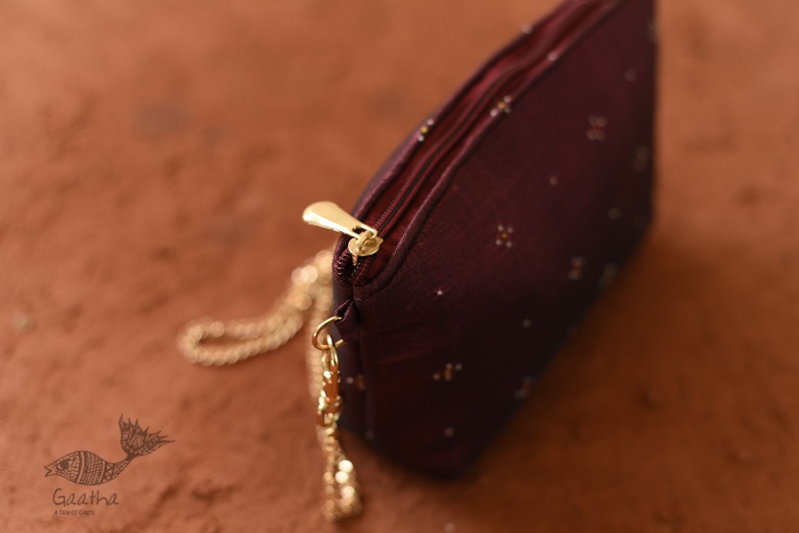 shop handwoven cotton Tangaliya Maroon Purse