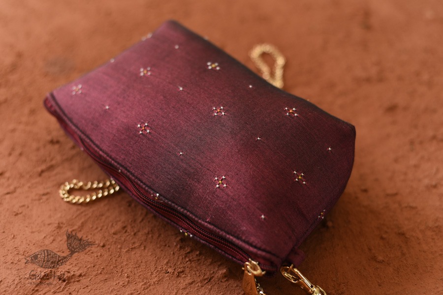 shop handwoven cotton Tangaliya Maroon Purse