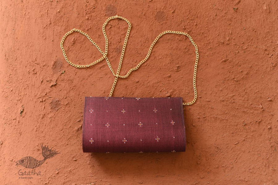 shop handwoven cotton tangaliya purse / Clutch Maroon