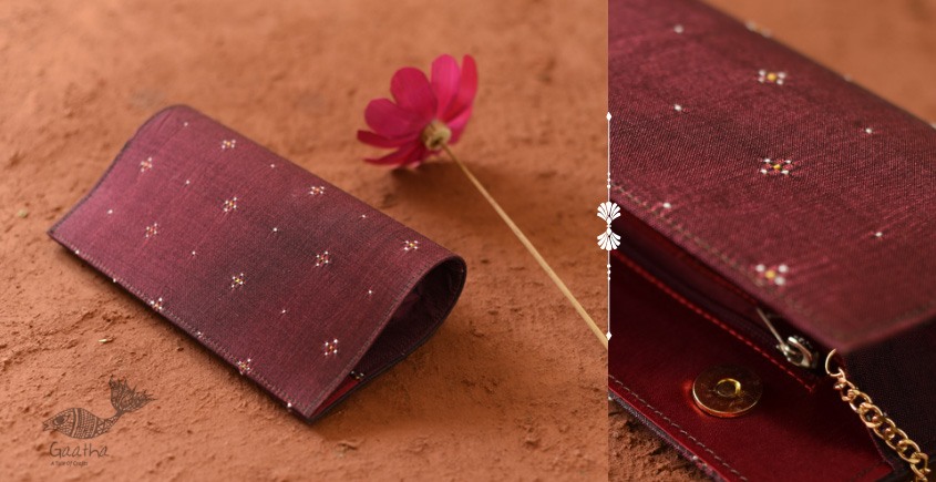 shop handwoven cotton tangaliya purse / Clutch Maroon