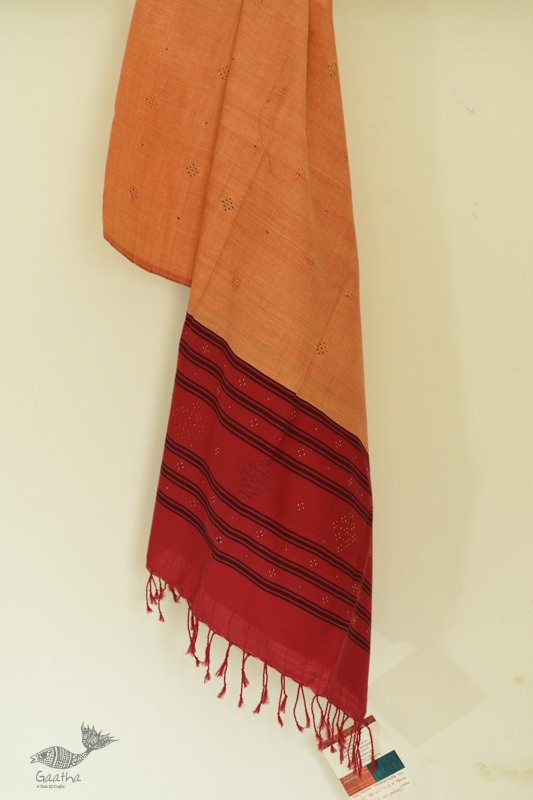 shop Handwoven Tangaliya Cotton dupatta Red & Orange