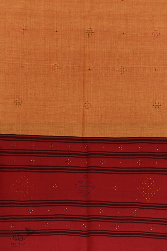 shop Handwoven Tangaliya Cotton dupatta Red & Orange