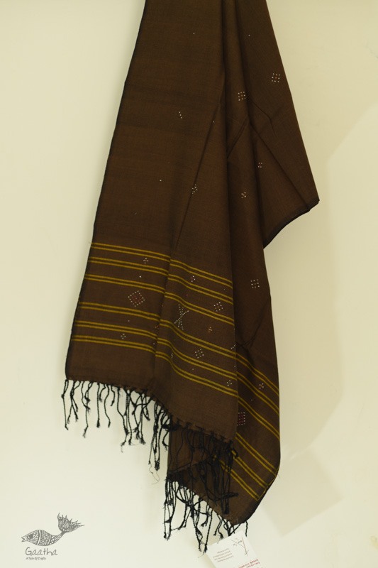 shop Handwoven Tangaliya Cotton dupatta Tobacco Brown