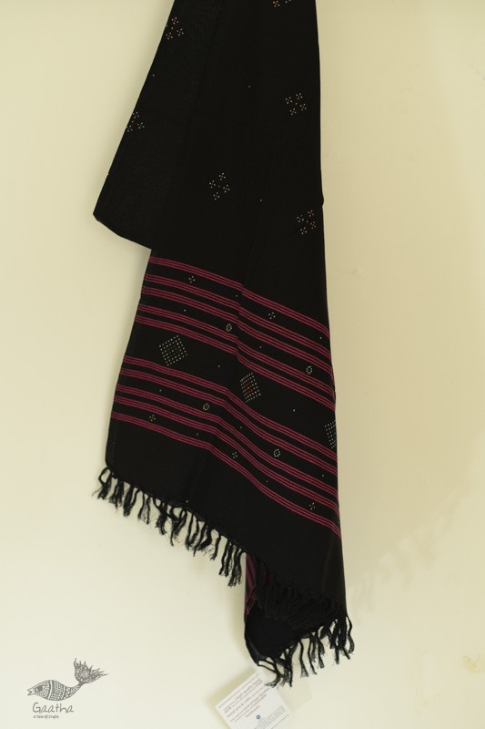 shop Handwoven Tangaliya Cotton Black dupatta