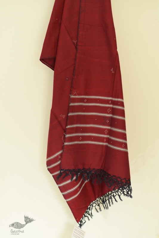 shop Handwoven Tangaliya Cotton Maroon dupatta