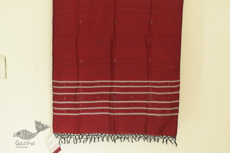 shop Handwoven Tangaliya Cotton Maroon dupatta