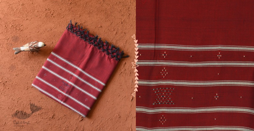 shop Handwoven Tangaliya Cotton Maroon dupatta