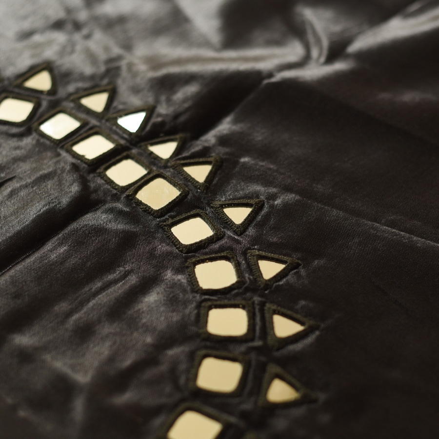 Embroidered Blouse Piece ( Unstitched )  - Black Mashru / Satin Fabric