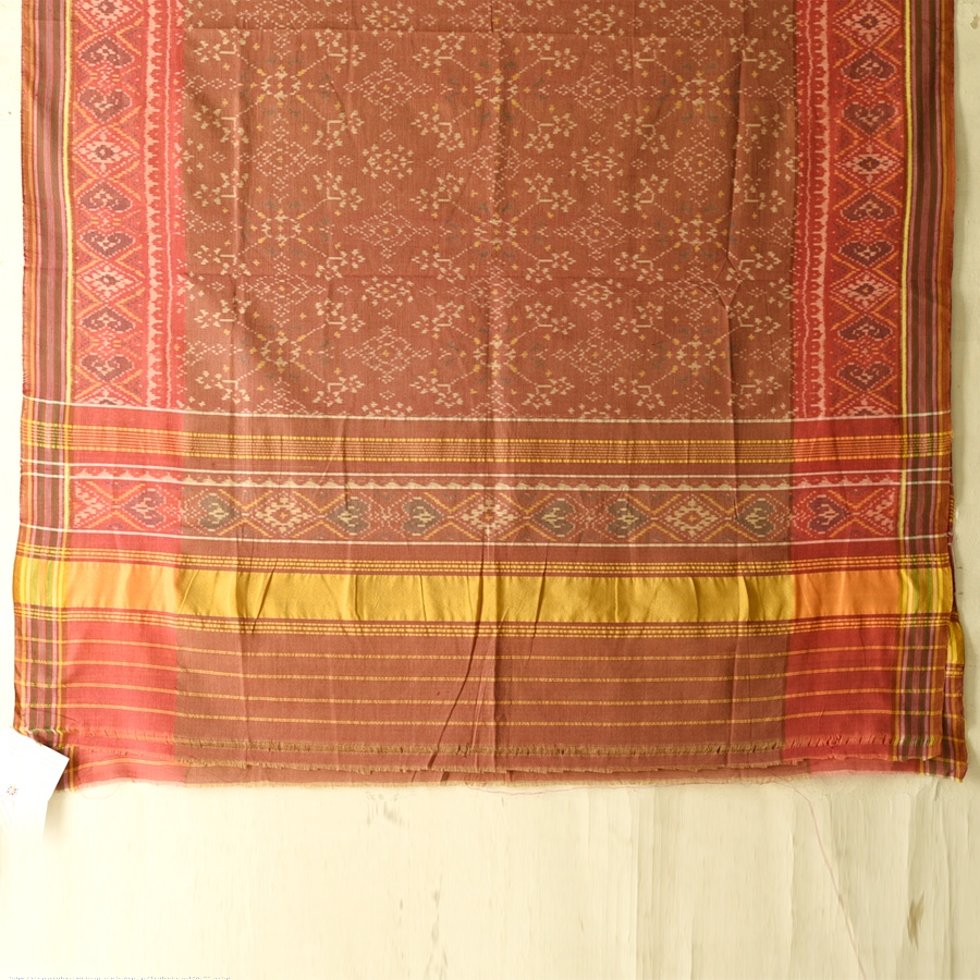 shop Handloom Cotton patola ikat Brick Red dupatta