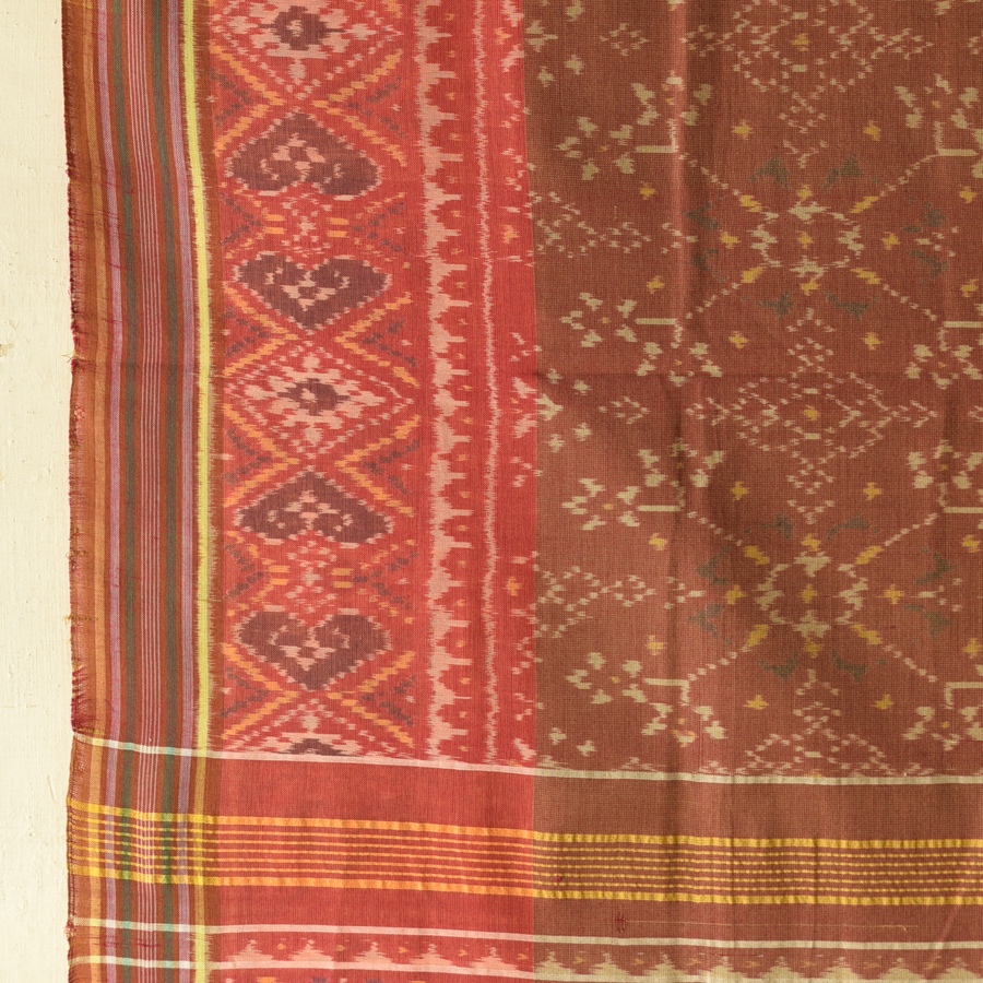 shop Handloom Cotton patola ikat Brick Red dupatta