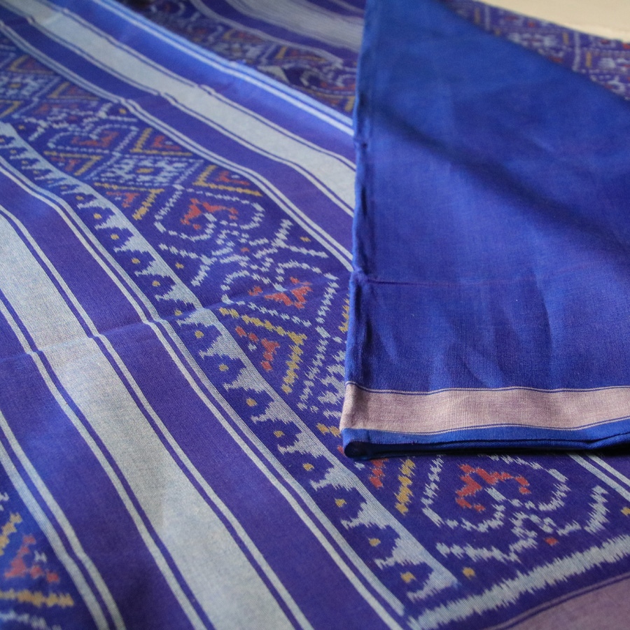 shop Patola cotton Handwoven Saree -  royal-blue