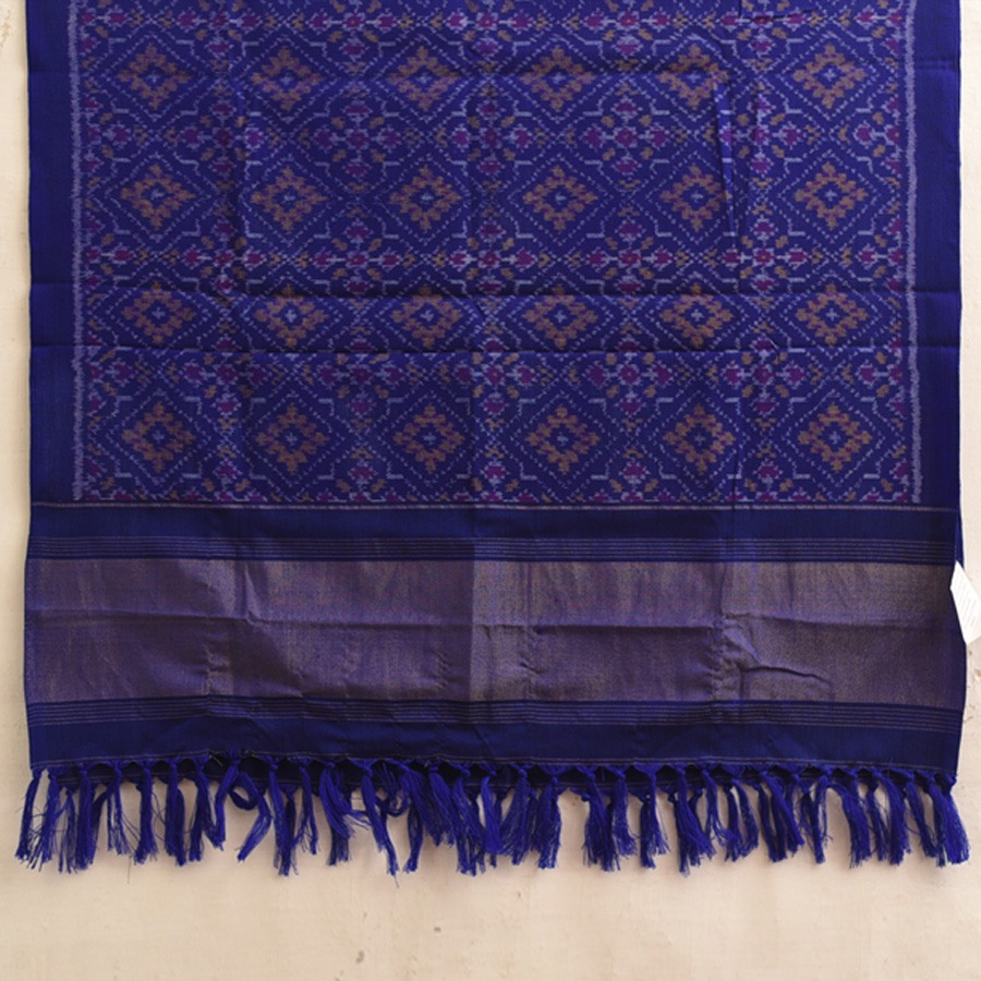 shop Handwoven Woolen Ikat Patola Shawl - Blue