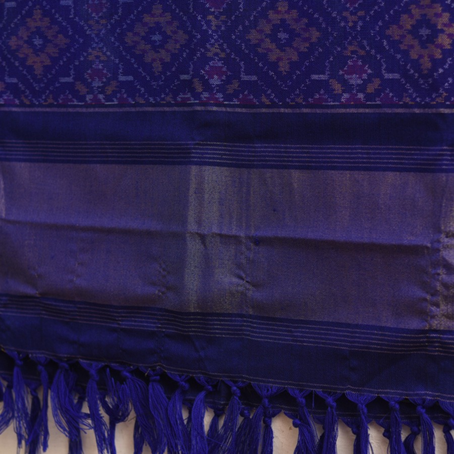 shop Handwoven Woolen Ikat Patola Shawl - Blue