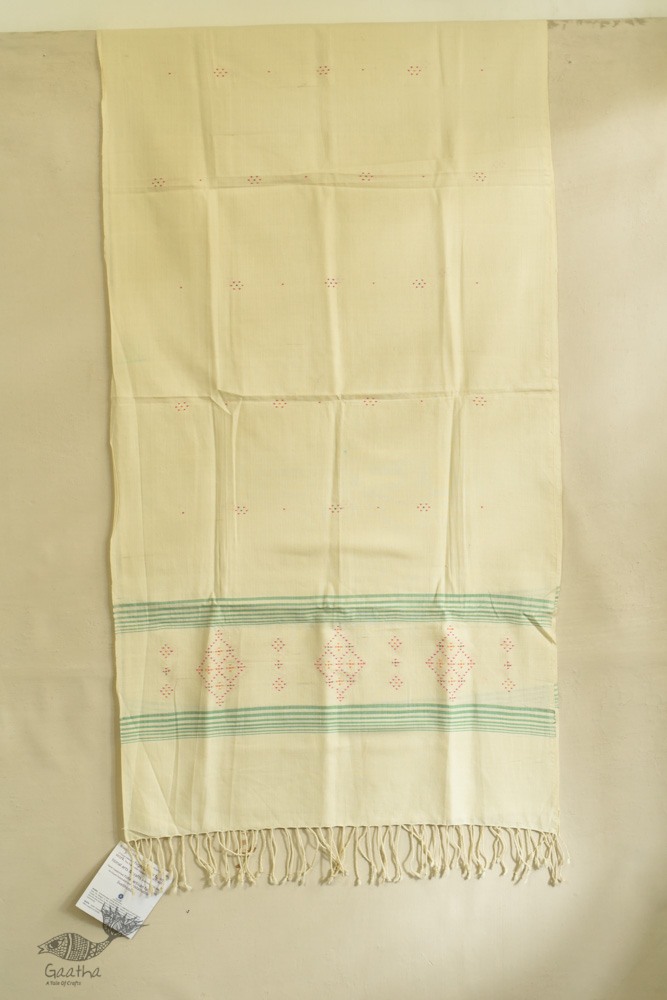 shop tangaliya Weaving cotton stole - off White