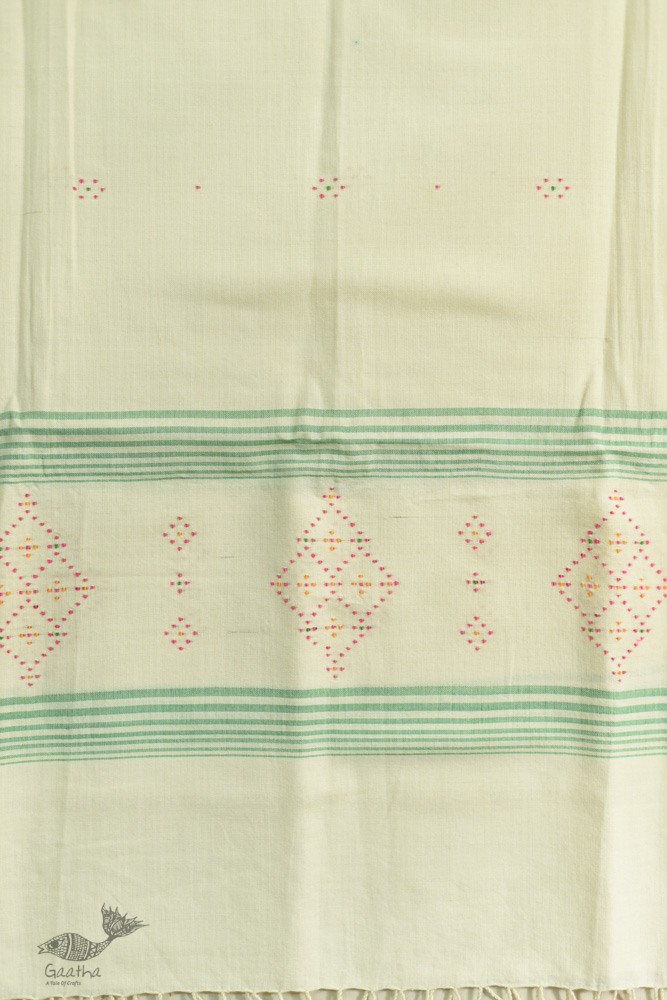 shop tangaliya Weaving cotton stole - off White