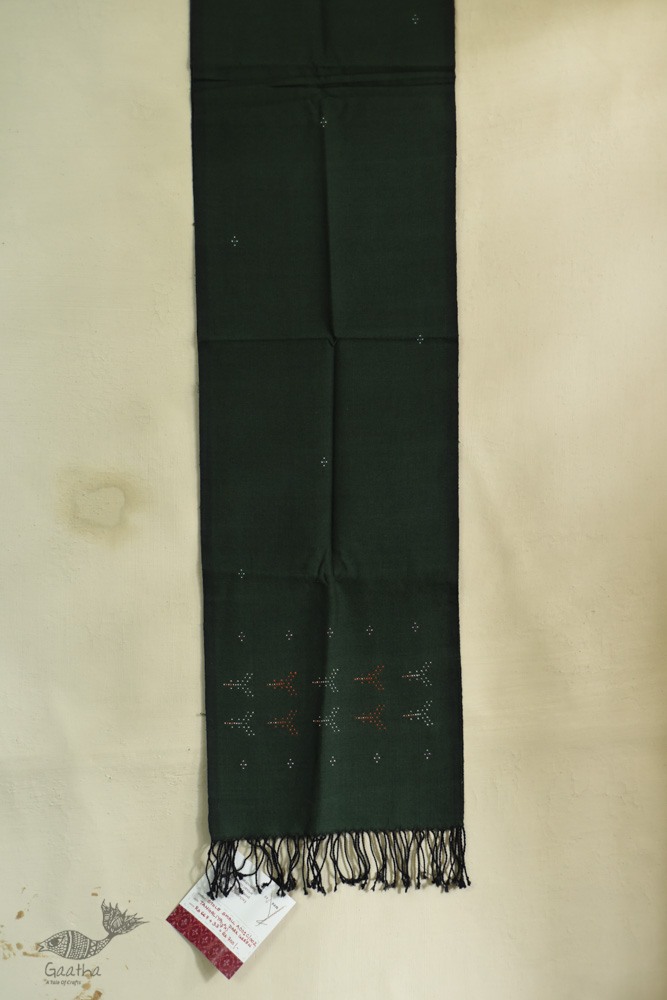 shop tangaliya cotton Scarf  - Bottle Green