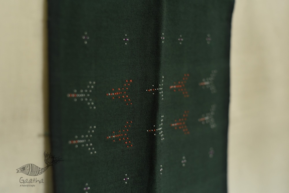 shop tangaliya cotton Scarf  - Bottle Green