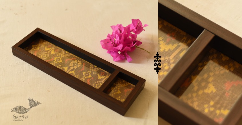 buy Patola Silk ~ golden Serving Tray