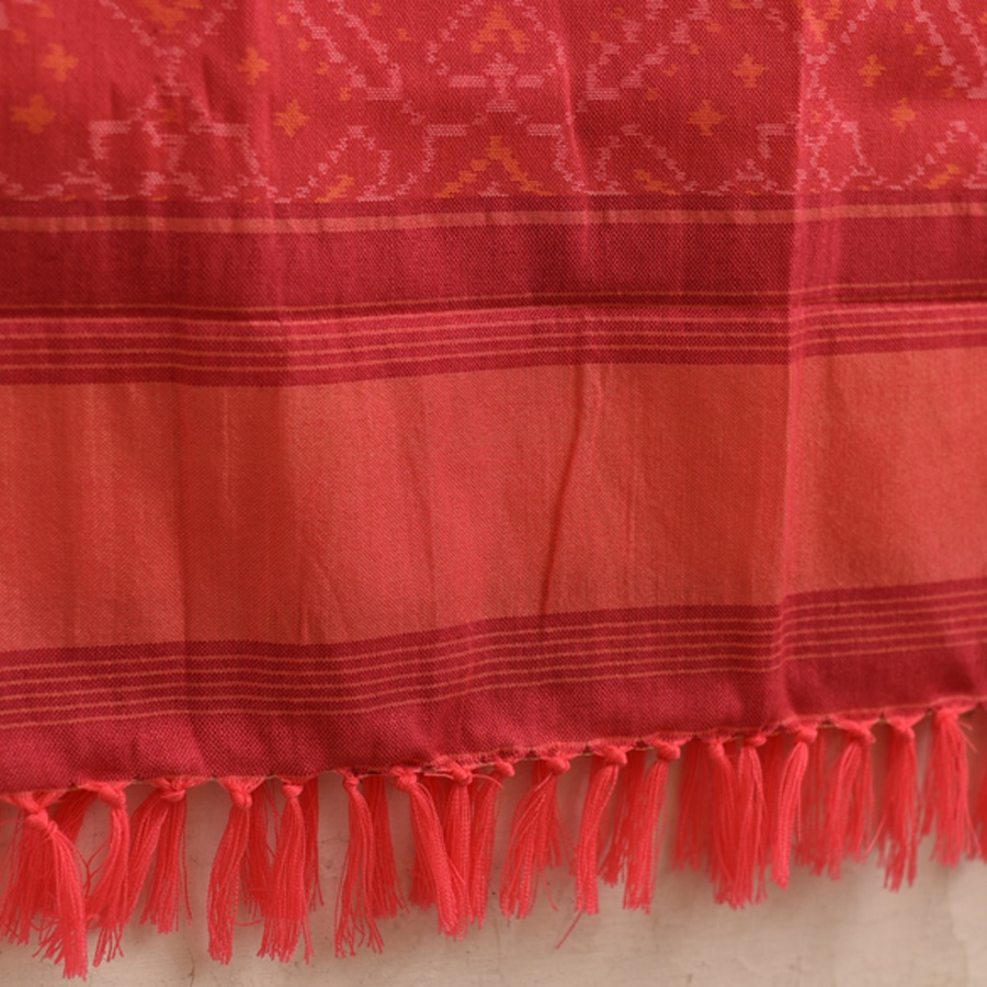 shop Handwoven Woolen Ikat Patola Shawl ~ Peach