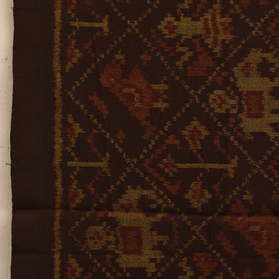 shop Handwoven Woolen Ikat Patola Shawl - Brown