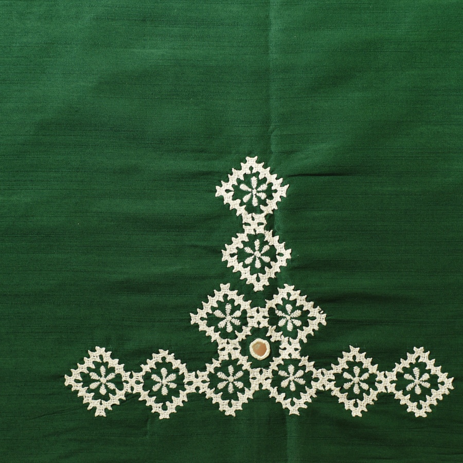 Embroidered Blouse Piece ( Unstitched )  - Green (Cotton Silk Fabric)