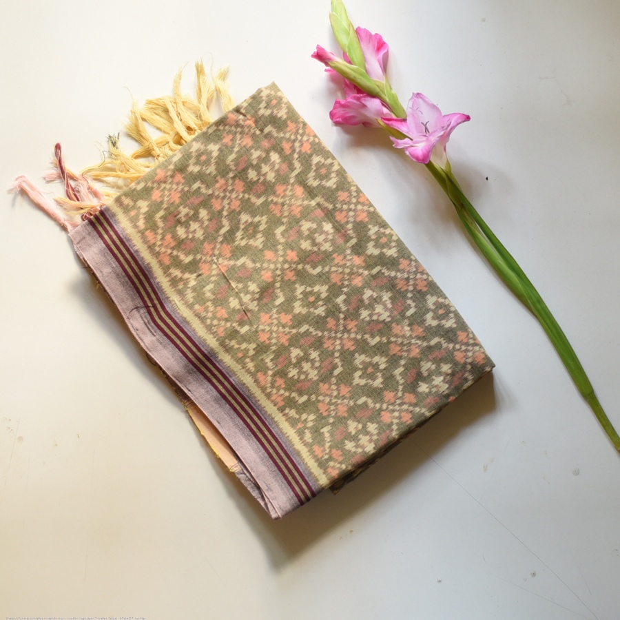 shop Handloom Cotton patola ikat green dupatta