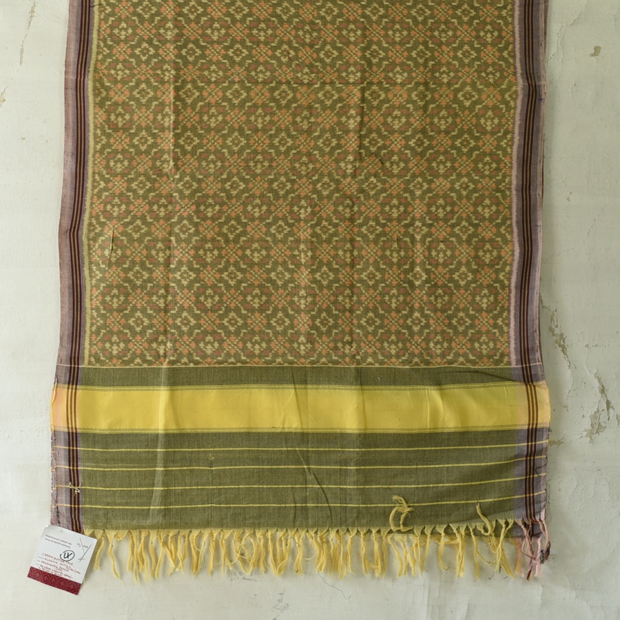 shop Handloom Cotton patola ikat green dupatta