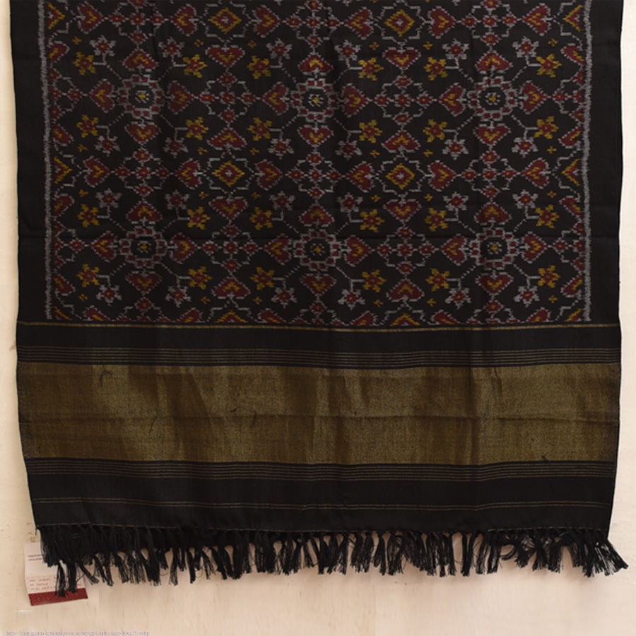 shop Handwoven Woolen Ikat Patola Black Shawl