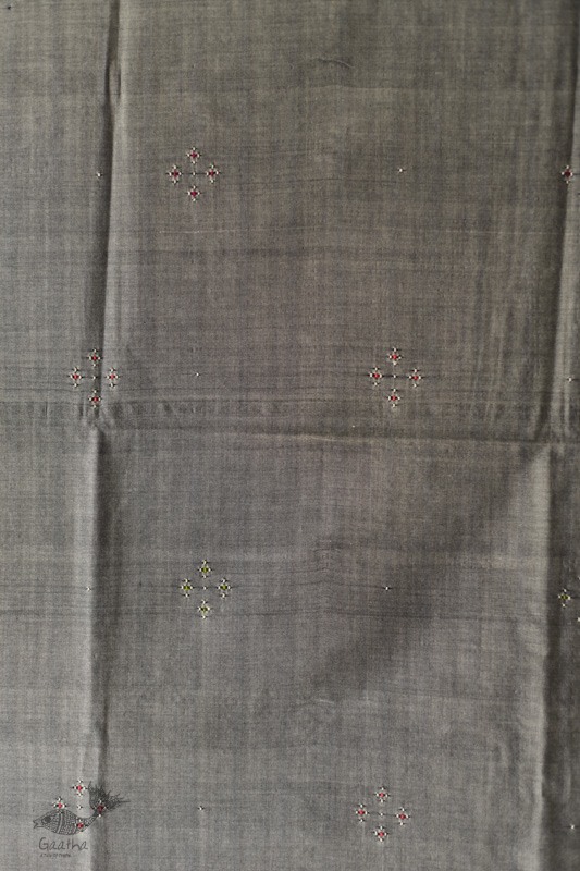 shop Cotton Tangaliya kurti Material - Grey / White & Black Dhupchaun