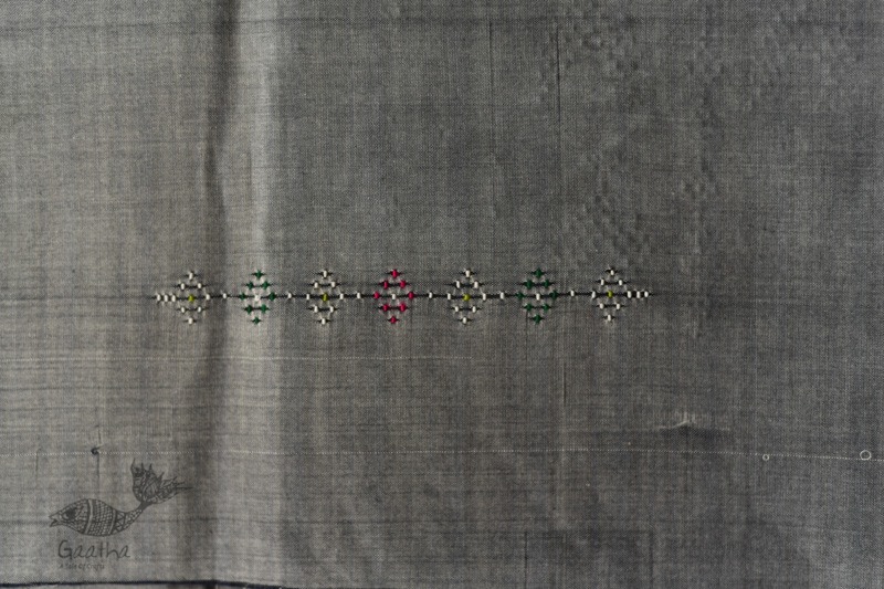 shop Cotton Tangaliya kurti Material - Grey / White & Black Dhupchaun