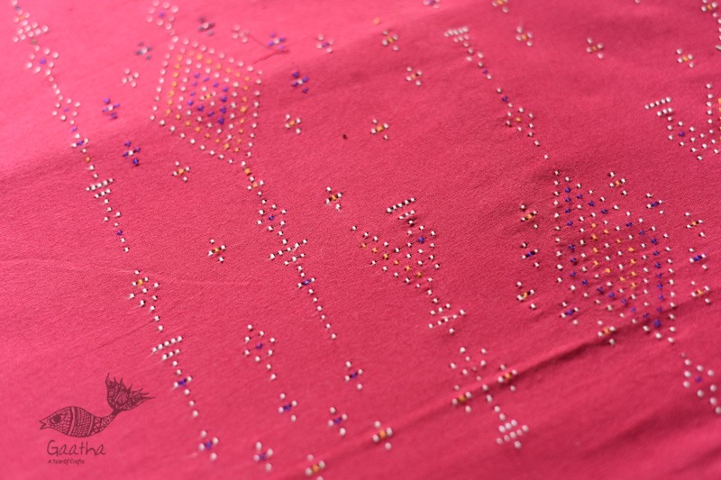 shop Cotton Tangaliya kurti Magenta Material 