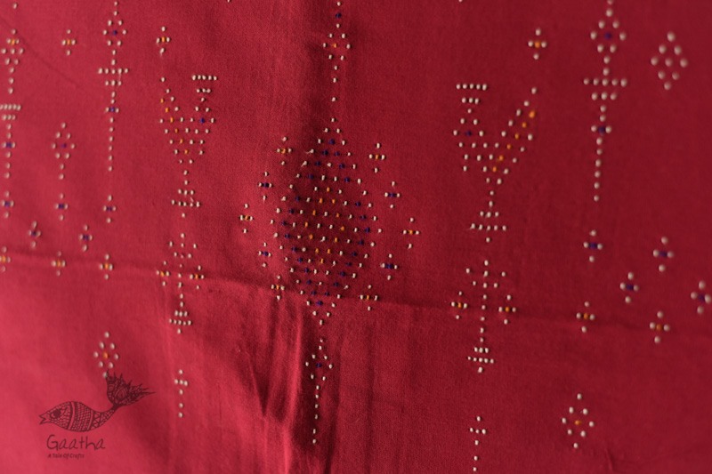 shop Cotton Tangaliya kurti Magenta Material 