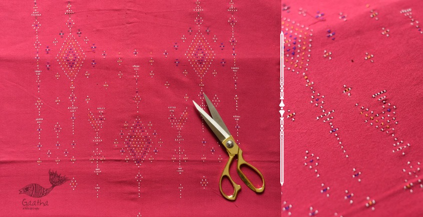 shop Cotton Tangaliya kurti Magenta Material 