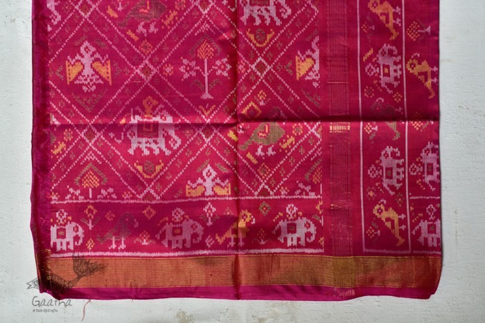 exclusive silk handwoven narikunj partola pink saree with heavy pallu