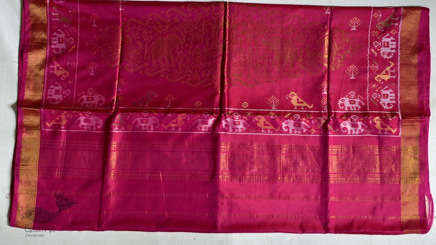 exclusive silk handwoven narikunj partola pink saree with heavy pallu